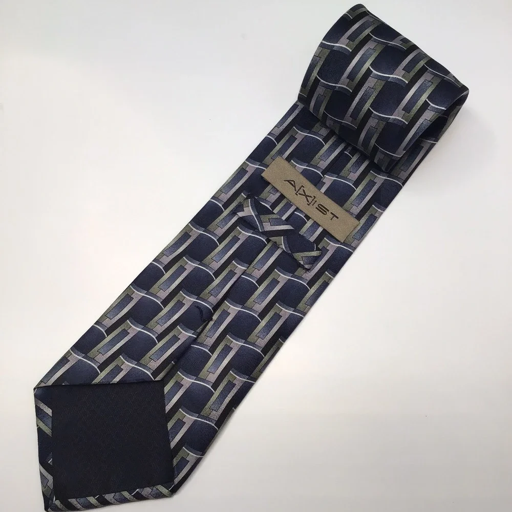 Geometric Necktie Blue Gray Abstract Silk‎ Blend Business Casual Tie